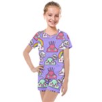 Cloud Seamless Pattern Kids  Mesh T-Shirt and Shorts Set