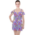 Cloud Seamless Pattern Ruffle Cut Out Chiffon Playsuit