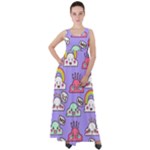Cloud Seamless Pattern Empire Waist Velour Maxi Dress