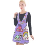 Cloud Seamless Pattern Plunge Pinafore Velour Dress