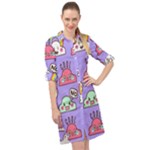 Cloud Seamless Pattern Long Sleeve Mini Shirt Dress