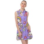 Cloud Seamless Pattern Sleeveless Shirt Dress