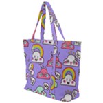 Cloud Seamless Pattern Zip Up Canvas Bag
