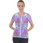 Cloud Seamless Pattern Short Sleeve Zip Up Jacket