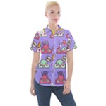Cloud Seamless Pattern Women s Short Sleeve Pocket Shirt