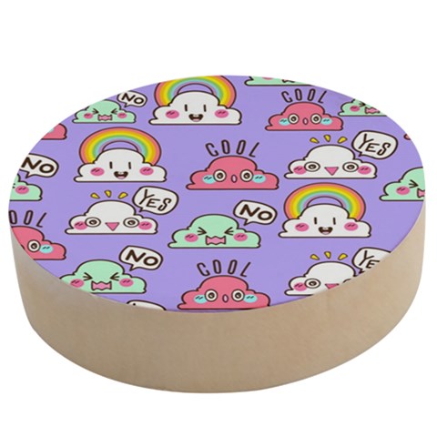 Cloud Seamless Pattern Wooden Bottle Opener (Round) from ArtsNow.com