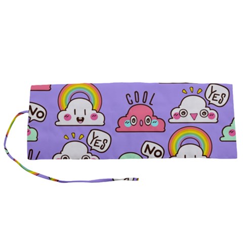 Cloud Seamless Pattern Roll Up Canvas Pencil Holder (S) from ArtsNow.com