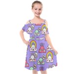 Cloud Seamless Pattern Kids  Cut Out Shoulders Chiffon Dress