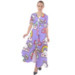 Cloud Seamless Pattern Waist Tie Boho Maxi Dress