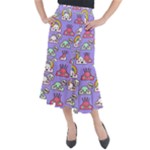 Cloud Seamless Pattern Midi Mermaid Skirt