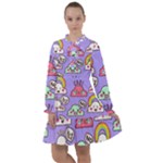 Cloud Seamless Pattern All Frills Chiffon Dress