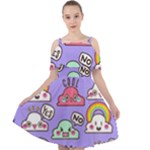 Cloud Seamless Pattern Cut Out Shoulders Chiffon Dress