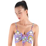 Cloud Seamless Pattern Woven Tie Front Bralet
