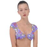 Cloud Seamless Pattern Cap Sleeve Ring Bikini Top