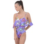 Cloud Seamless Pattern Drape Piece Swimsuit