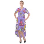 Cloud Seamless Pattern Front Wrap High Low Dress