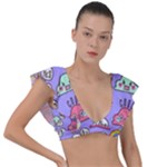 Cloud Seamless Pattern Plunge Frill Sleeve Bikini Top