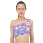 Cloud Seamless Pattern Spliced Up Bikini Top 