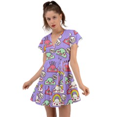 Flutter Sleeve Wrap Dress 