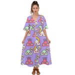 Cloud Seamless Pattern Kimono Sleeve Boho Dress