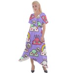 Cloud Seamless Pattern Cross Front Sharkbite Hem Maxi Dress
