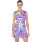 Cloud Seamless Pattern Lace Up Front Bodycon Dress
