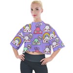 Cloud Seamless Pattern Mock Neck T-Shirt