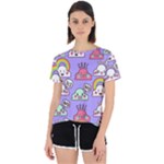 Cloud Seamless Pattern Open Back Sport T-Shirt