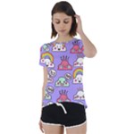 Cloud Seamless Pattern Short Sleeve Open Back T-Shirt