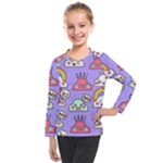Cloud Seamless Pattern Kids  Long Mesh T-Shirt