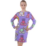 Cloud Seamless Pattern Long Sleeve Hoodie Dress