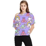 Cloud Seamless Pattern One Shoulder Cut Out T-Shirt