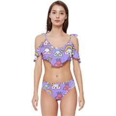 Ruffle Edge Tie Up Bikini Set	 