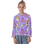 Cloud Seamless Pattern Kids  Frill Detail T-Shirt