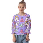 Cloud Seamless Pattern Kids  Cuff Sleeve Top