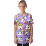 Cloud Seamless Pattern Fold Over Open Sleeve Top