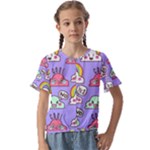 Cloud Seamless Pattern Kids  Cuff Sleeve Scrunch Bottom T-Shirt