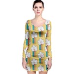 American Golden Ancient Totems Long Sleeve Bodycon Dress