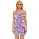 Cloud Seamless Pattern Satin Pajama Short Set