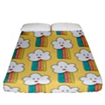 American Golden Ancient Totems Fitted Sheet (Queen Size)