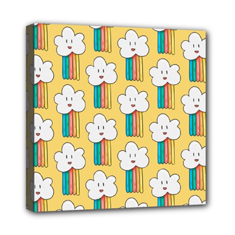 Smile Cloud Rainbow Pattern Yellow Mini Canvas 8  x 8  (Stretched) from ArtsNow.com