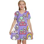Cloud Seamless Pattern Kids  Short Sleeve Tiered Mini Dress