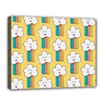 Smile Cloud Rainbow Pattern Yellow Canvas 14  x 11  (Stretched)