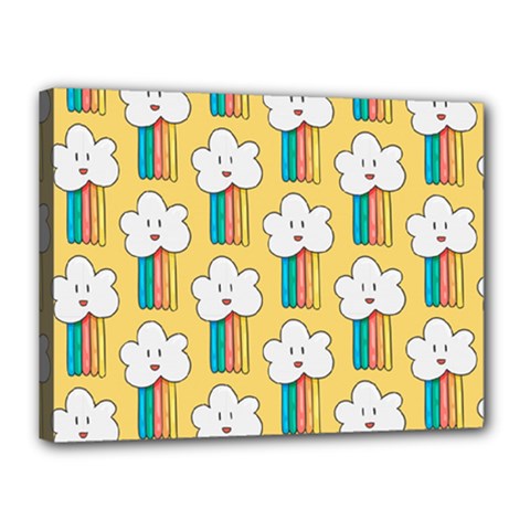 Smile Cloud Rainbow Pattern Yellow Canvas 16  x 12  (Stretched) from ArtsNow.com