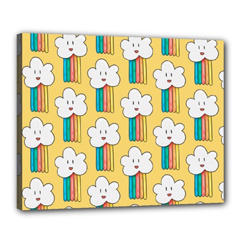 Smile Cloud Rainbow Pattern Yellow Canvas 20  x 16  (Stretched) from ArtsNow.com