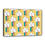 Smile Cloud Rainbow Pattern Yellow Canvas 18  x 12  (Stretched)