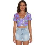 Cloud Seamless Pattern V-Neck Crop Top