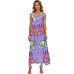 Cloud Seamless Pattern V-Neck Sleeveless Loose Fit Overalls