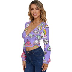 Long Sleeve Deep-V Velour Top 