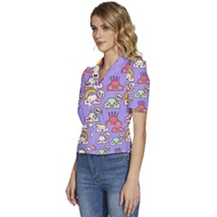Puffed Short Sleeve Button Up Jacket 